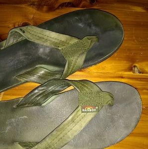 Green Rainbow leather sandals